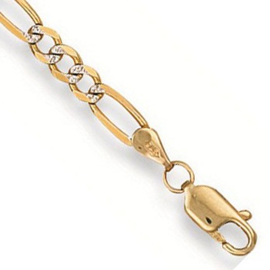 Rhodium Plated Figaro 9ct Gold Anklet, L