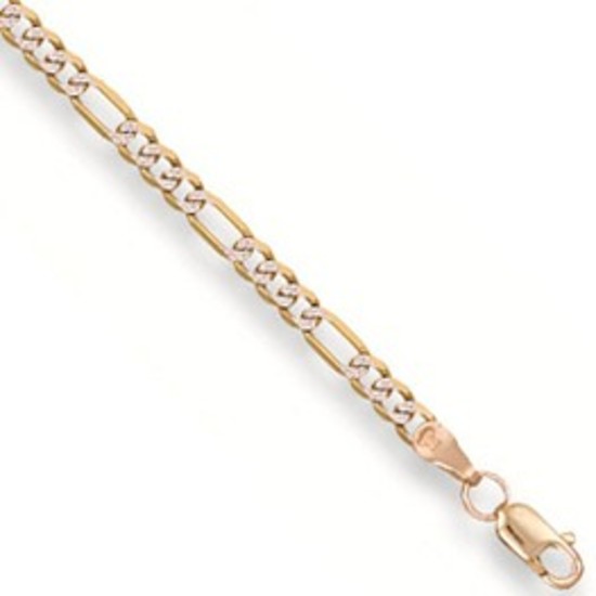 Rhodium Plated Figaro 9ct Gold Anklet, M