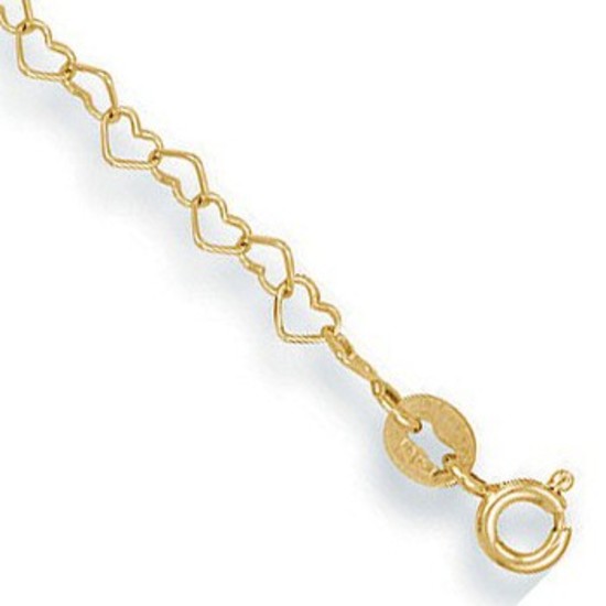 Heart 9ct Gold Anklet
