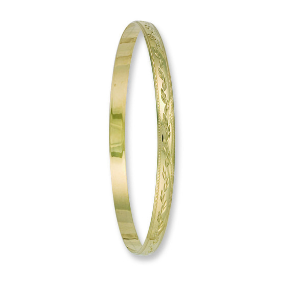 9ct Yellow Gold 5mm D/C D - Shaped Slave Bangle 7.5g