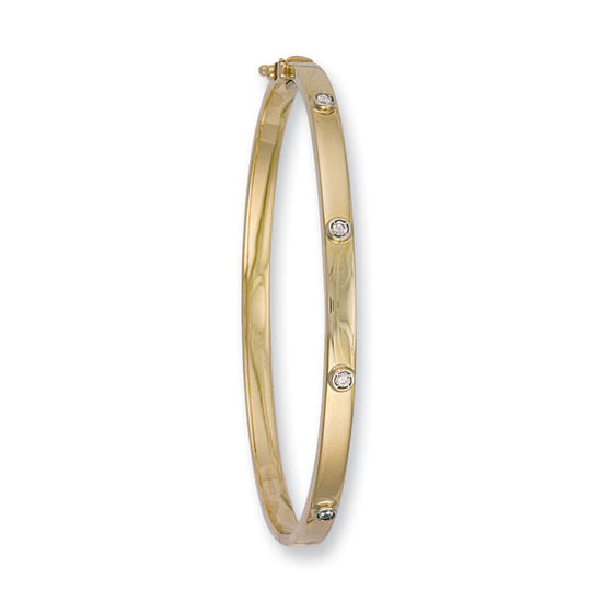 9ct Yellow Gold Hollow CZ Oval Bangle 6.0g