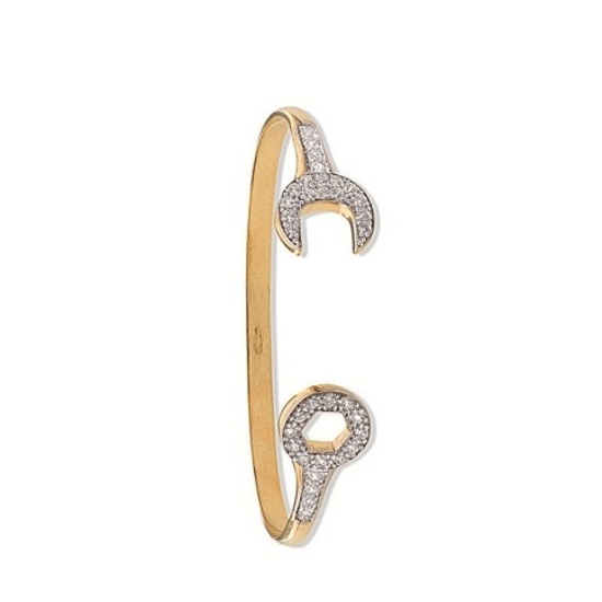 9ct Yellow Gold Baby CZ Spanner Bangle 5.6g