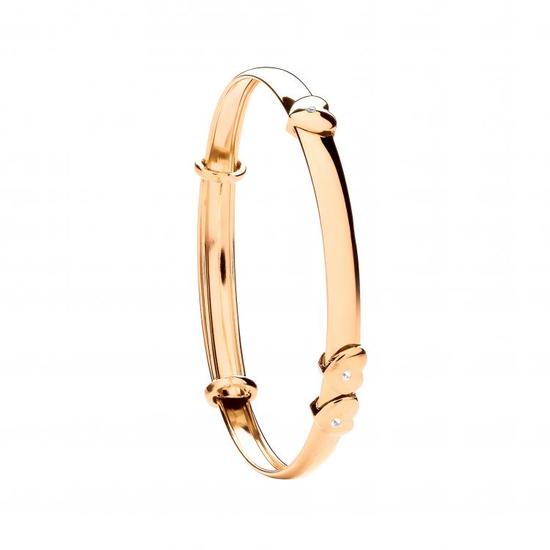 9ct Yellow Gold Expandable Baby Bangle with Floating Cz Heart 3.1g