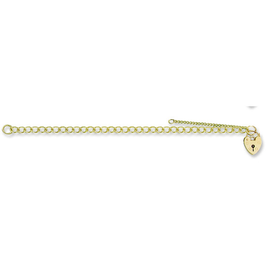 9ct Gold Baby Bracelet, 5", with Heart Lock