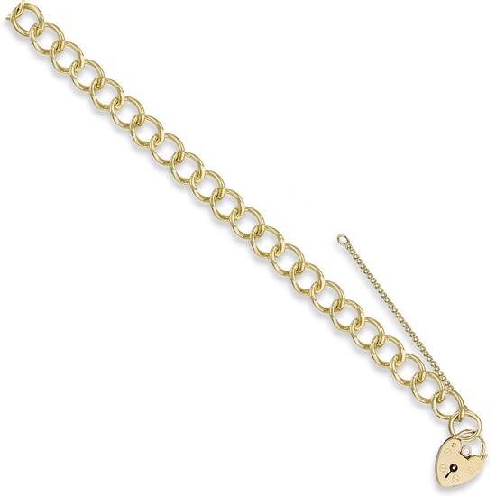 Y/G Open Curb & Padlock Charm Bracelet