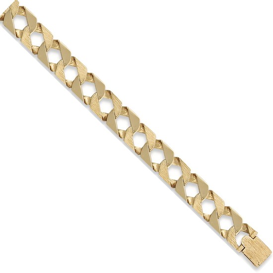 Y/G Plain & Bark Casted Curb Bracelet