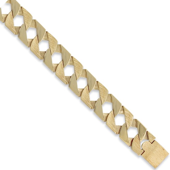 Y/G Plain & Bark Casted Curb Bracelet