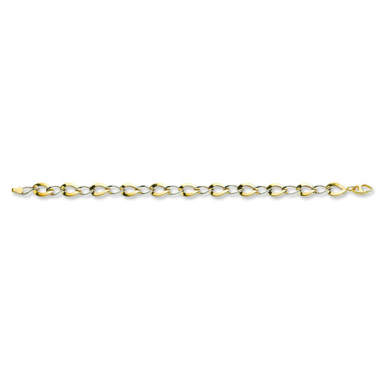 9ct 2 Colour White and Yellow Gold Fancy Oval Linked Bracelet 4.1g