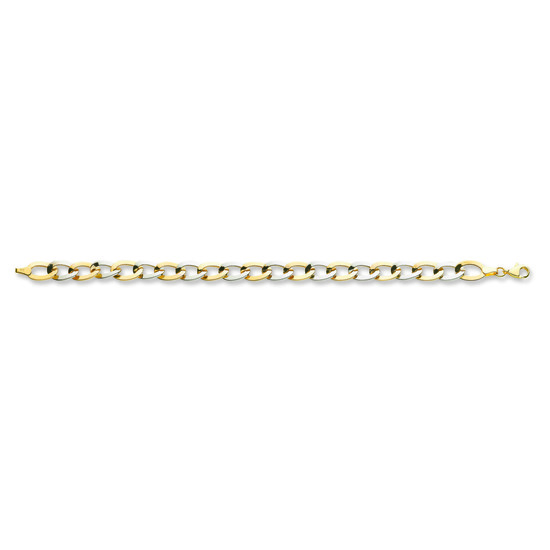 9ct 2 Colour White and Yellow Gold Fancy Oval Linked Bracelet 4.8g