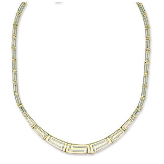 9ct Yellow Gold Greek Key Collarette Necklace, 17"