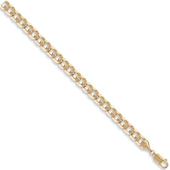 Flat Curb 9ct Gold Bracelet, M