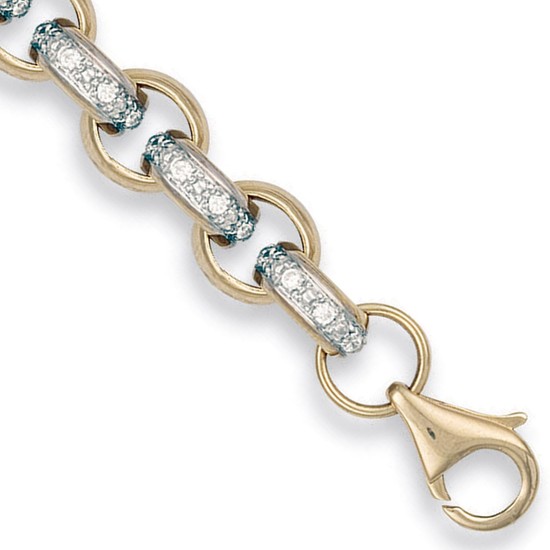 Belcher 9ct Gold Bracelet, adorned with Cubic Zirconia Stones
