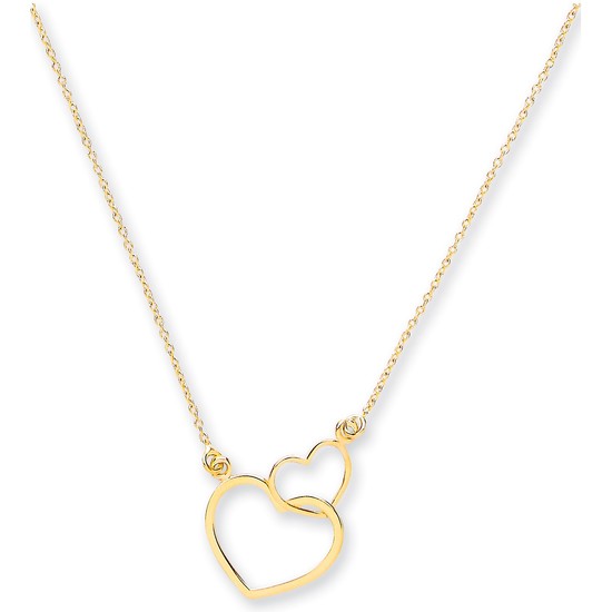 Y/G Rolo Chain, Two Hearts, Adjustable from 18