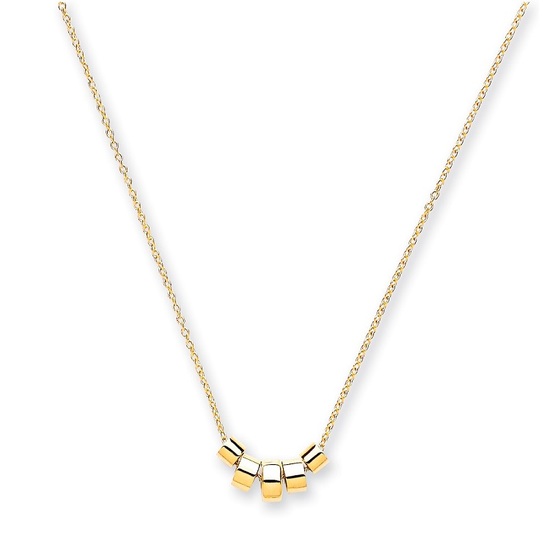 9ct Yellow Gold Rolo Chain with 5 Graduated Beads Necklace, Adjustable Lengths