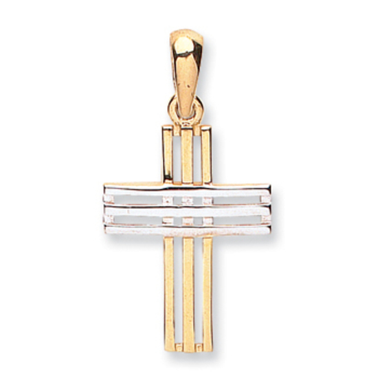 9ct 2 Colour White and Yellow Gold Fancy Cross Pendant 1.0g