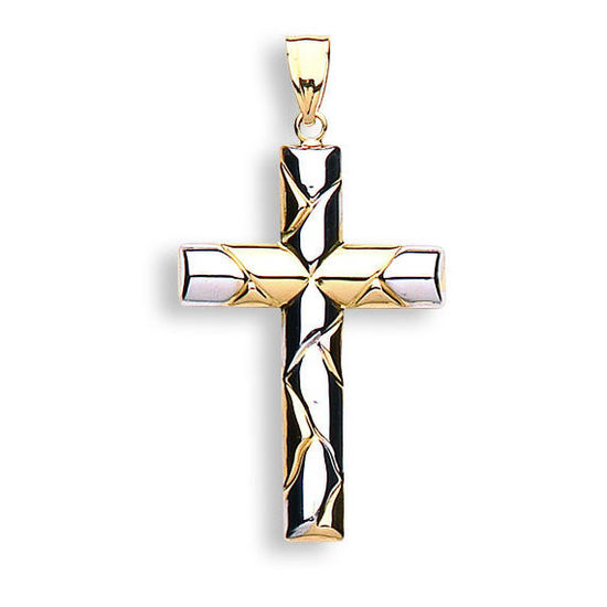 Bi-Colour Cross Pendant, 9ct Gold