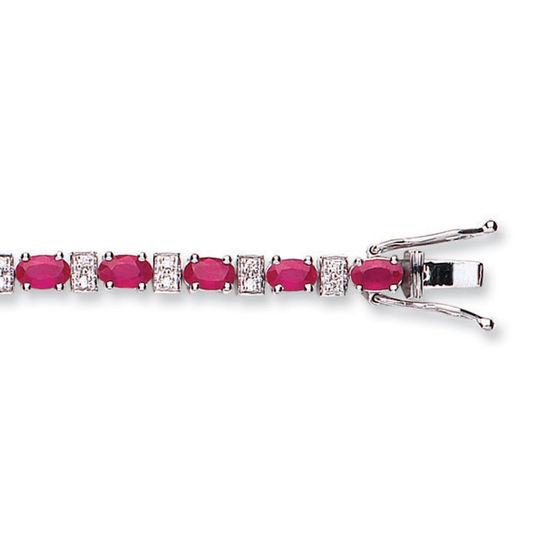 18ct White Gold Bracelet with 0.30ct diamonds and 5.75ct rubies