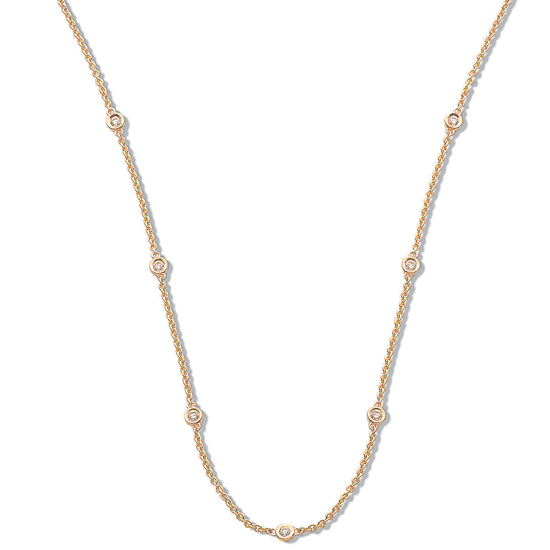 18ct Yellow Gold 0.50ct Rubover Diamond Chain Necklace (18"/45cm)