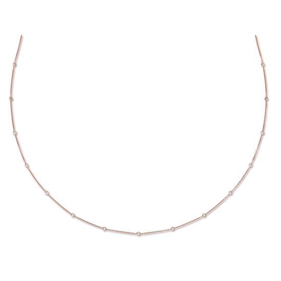 18ct Rose Gold 1.00ct Rubover Diamond Chain Necklace (36"/91cm)