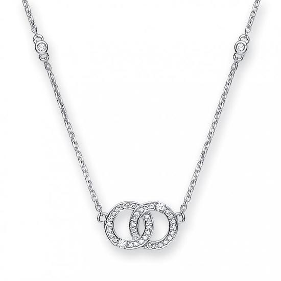 9ct White Gold 0.17ct H-SI Diamond Chain Necklace (18"/45cm)