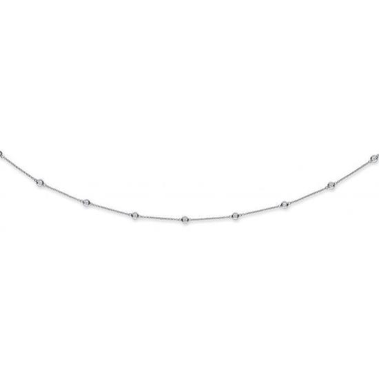 18ct White Gold 1.00ct Rubover Diamond Chain Necklace (18"/45cm)
