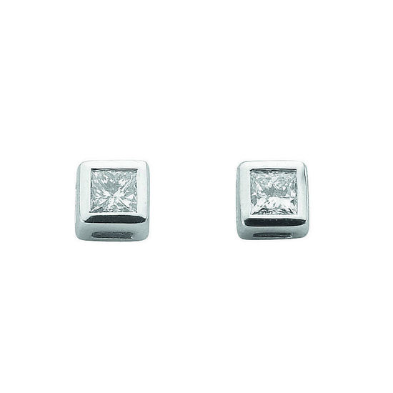 0.20ct Princess Cut Diamond Earring, in 18ct White Gold Setting