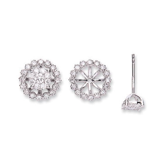 Round Halo diamond studded earrings, 0.70ct diamonds, 18ct White Gold
