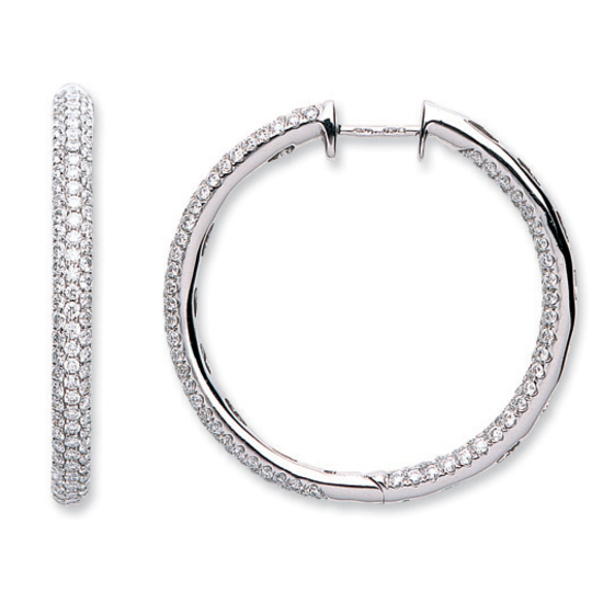 18Ct White Gold 2.30ct Diamond Hoop Earrings