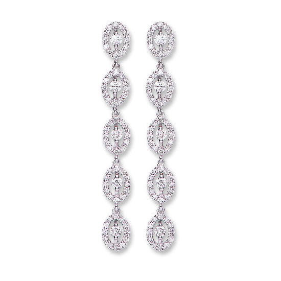 18ct White Gold 1.25ct Diamond Drop Earrings