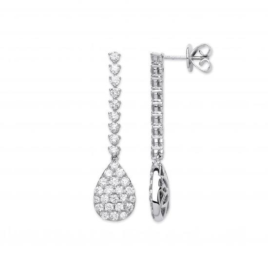 18ct White Gold 2.43ct Diamond Fancy Pear Shaped Pave Drop Earrings