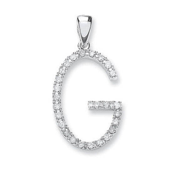 Letter 'G' Diamond Initial, 9ct White Gold, 0.2ct diamonds
