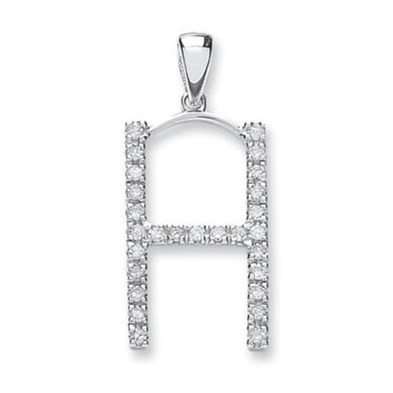 Letter 'H' Diamond Initial, 9ct White Gold, 0.21ct diamonds