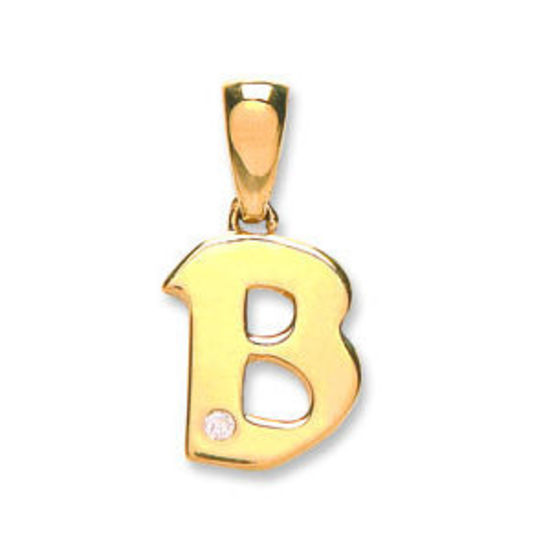 Letter 'B' 9ct Yellow Gold Initial with 0.01ct diamond
