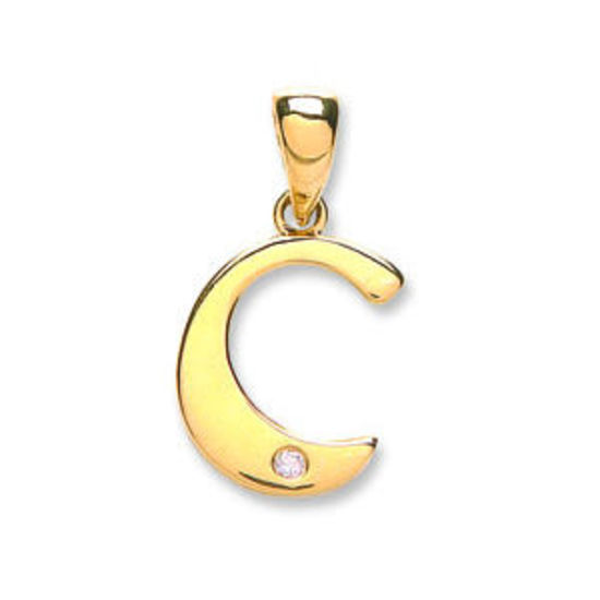 Letter 'C' 9ct Yellow Gold Initial with 0.01ct diamond