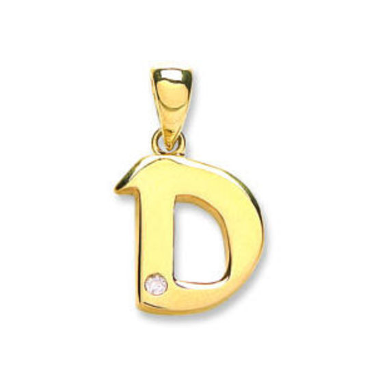 Letter 'D' 9ct Yellow Gold Initial with 0.01ct diamond