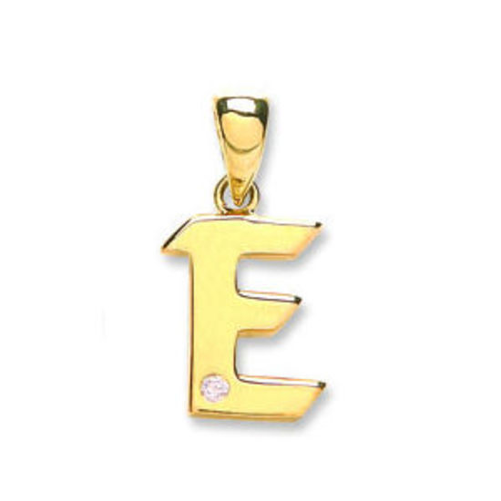 Letter 'E' 9ct Yellow Gold Initial with 0.01ct diamond
