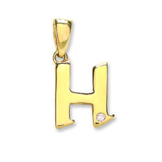 Letter 'H' 9ct Yellow Gold Initial with 0.01ct diamond