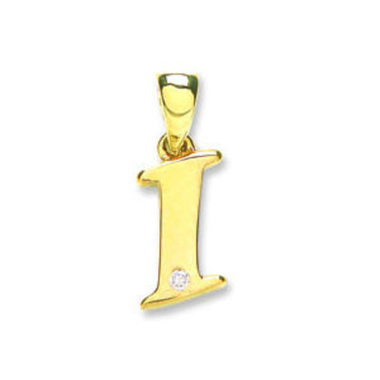 Letter 'I' 9ct Yellow Gold Initial with 0.01ct diamond