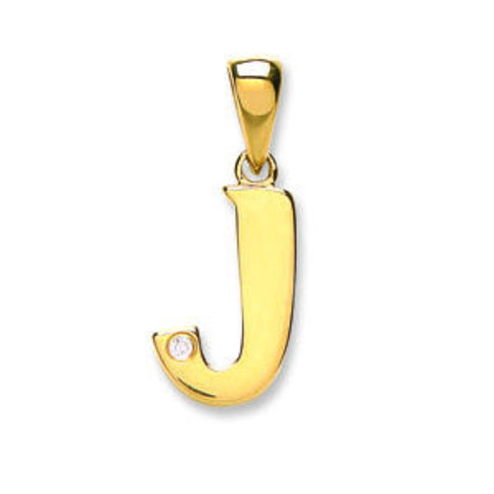 Letter 'J' 9ct Yellow Gold Initial with 0.01ct diamond