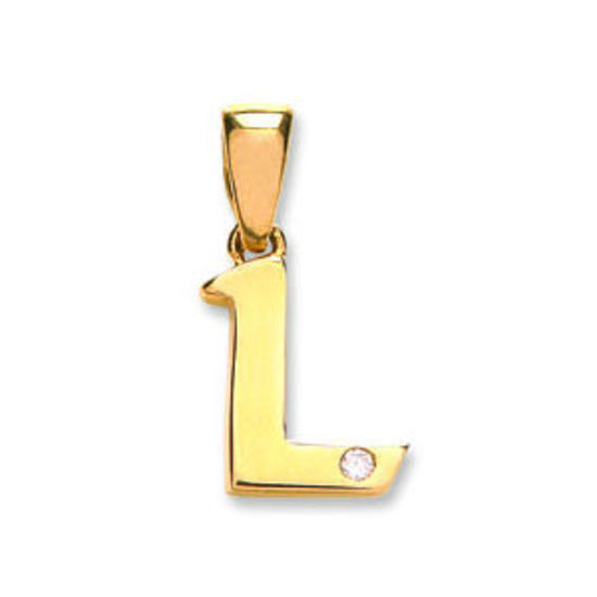 Letter 'L' 9ct Yellow Gold Initial with 0.01ct diamond