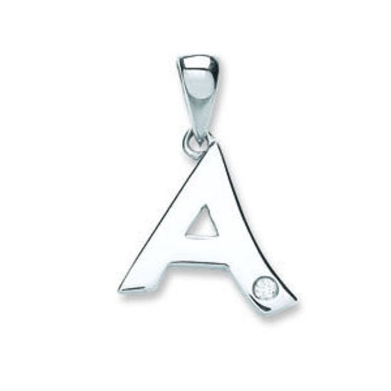 Letter 'A' 9ct White Gold Initial with 0.01ct diamond