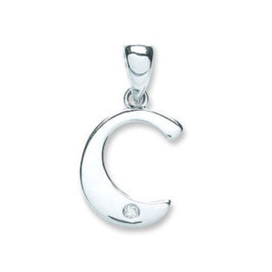 Letter 'C' 9ct White Gold Initial with 0.01ct diamond