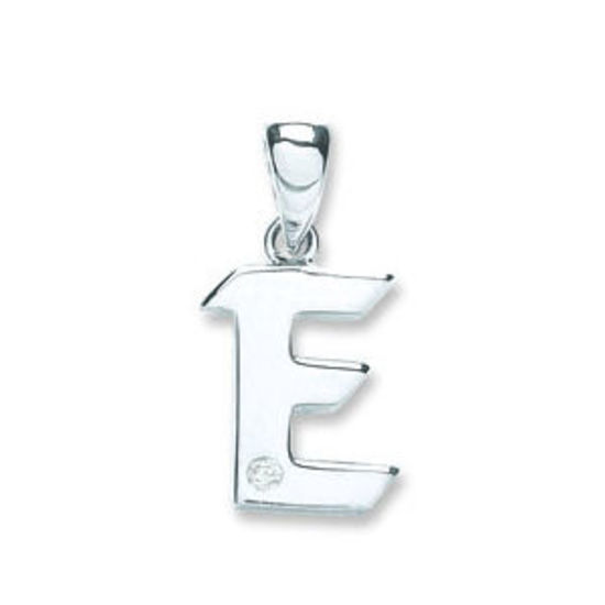 Letter 'E' 9ct White Gold Initial with 0.01ct diamond