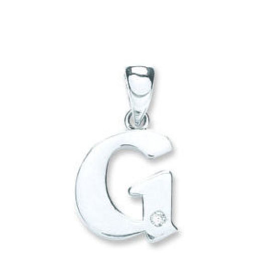 Letter 'G' 9ct White Gold Initial with 0.01ct diamond
