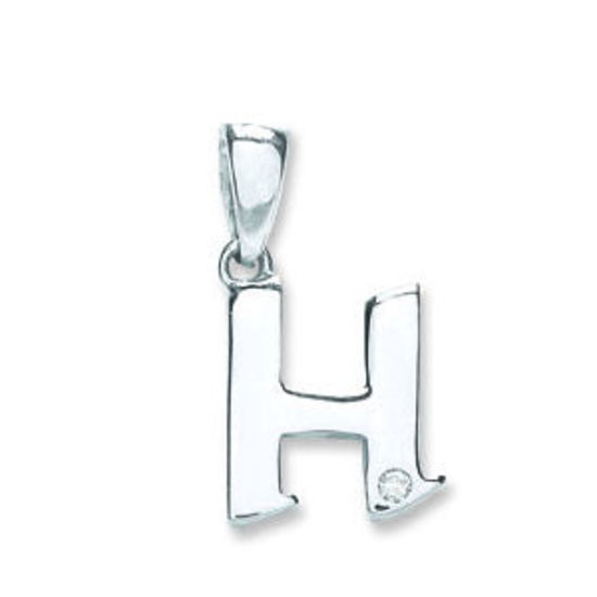 Letter 'H' 9ct White Gold Initial with 0.01ct diamond