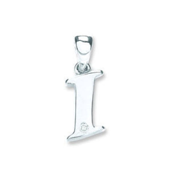 Letter 'I' 9ct White Gold Initial with 0.01ct diamond