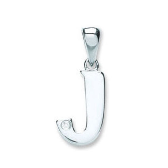 Letter 'J' 9ct White Gold Initial with 0.01ct diamond