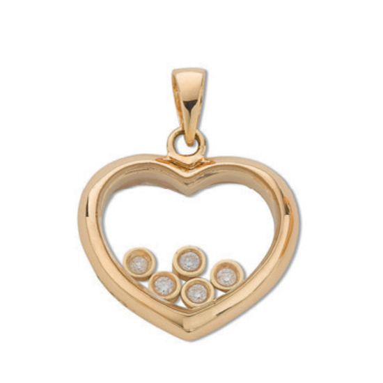 9ct Yellow Gold 0.15ct Floating Diamond Heart Pendant