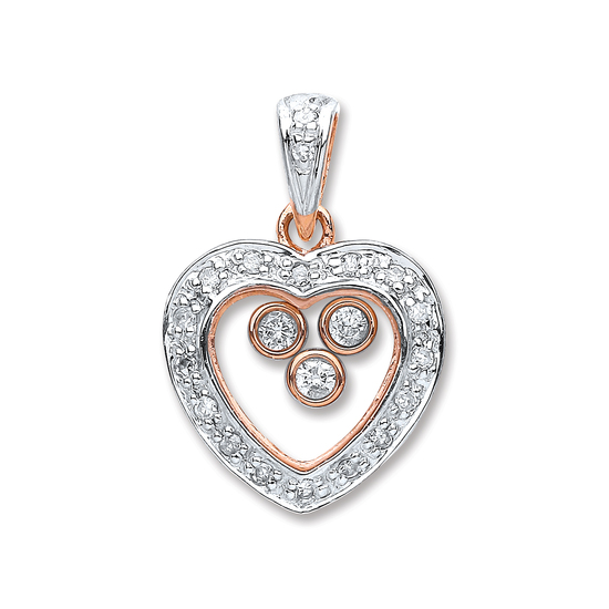 9ct Rose Gold 0.17ct Floating Diamond Heart Pendant