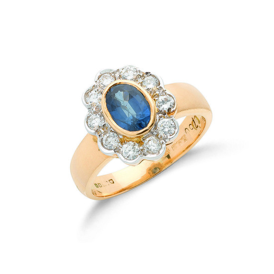 18ct Gold Ring with 0.40ct TW Diamonds and 0.90ct Sapphire Centre Stone
